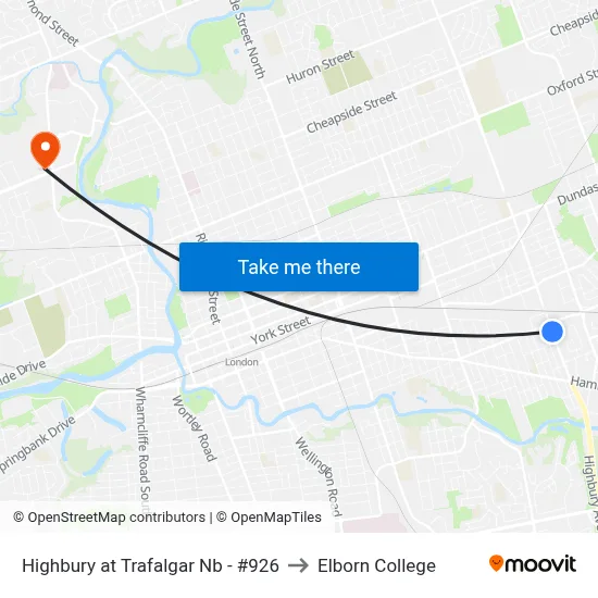 Highbury at Trafalgar Nb - #926 to Elborn College map