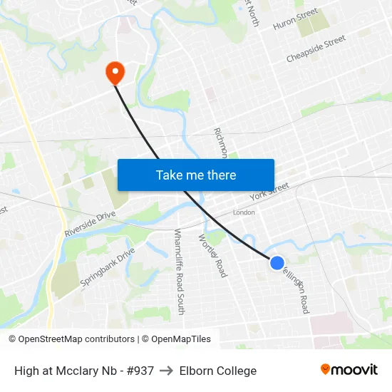 High at Mcclary Nb - #937 to Elborn College map