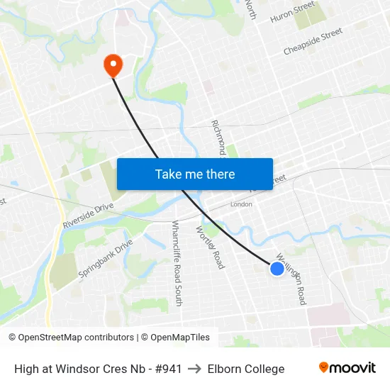 High at Windsor Cres Nb - #941 to Elborn College map