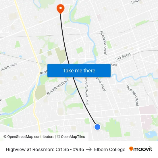 Highview at Rossmore Crt Sb - #946 to Elborn College map