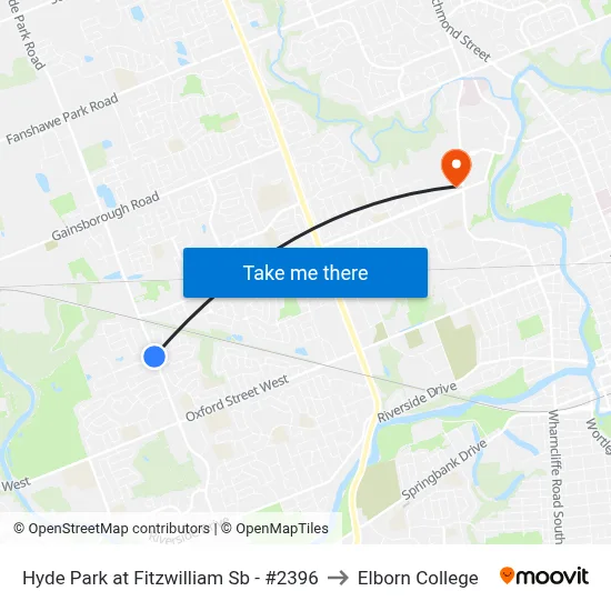 Hyde Park at Fitzwilliam Sb - #2396 to Elborn College map