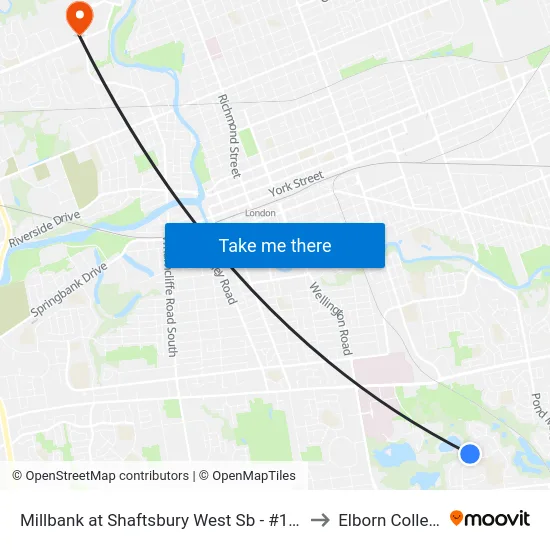 Millbank at Shaftsbury West Sb - #1194 to Elborn College map