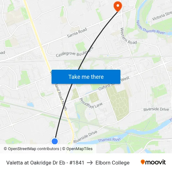 Valetta at Oakridge Dr Eb - #1841 to Elborn College map