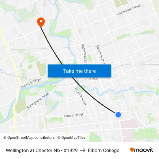 Wellington at Chester Nb - #1929 to Elborn College map
