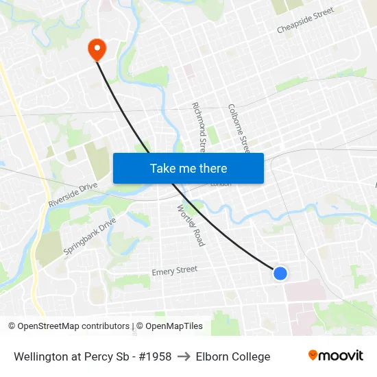 Wellington at Percy Sb - #1958 to Elborn College map