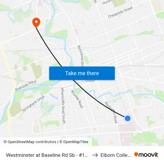 Westminster at Baseline Rd Sb - #1986 to Elborn College map