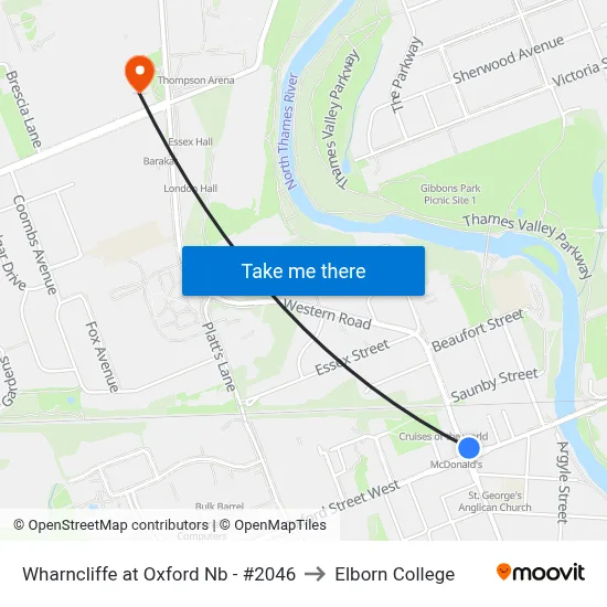 Wharncliffe at Oxford Nb - #2046 to Elborn College map