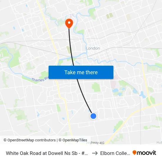 White Oak Road at Dowell Ns Sb - #2901 to Elborn College map