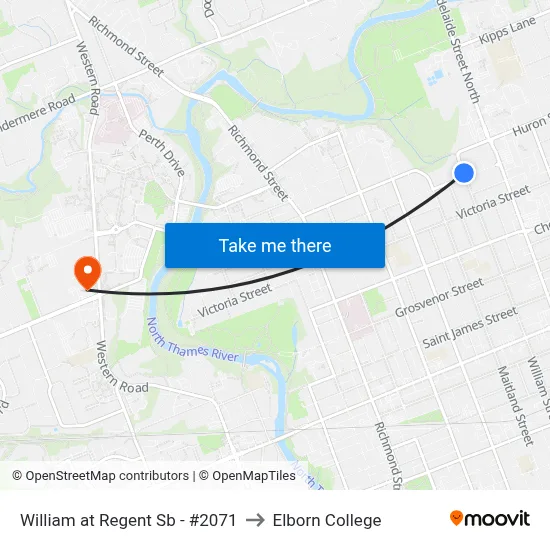 William at Regent Sb - #2071 to Elborn College map