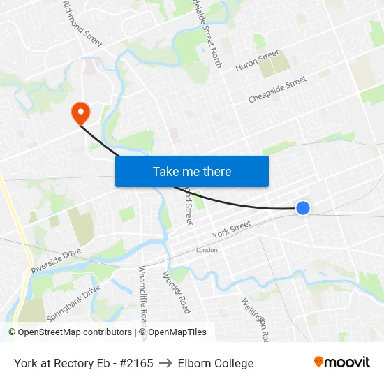 York at Rectory Eb - #2165 to Elborn College map