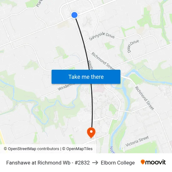 Fanshawe at Richmond Wb - #2832 to Elborn College map