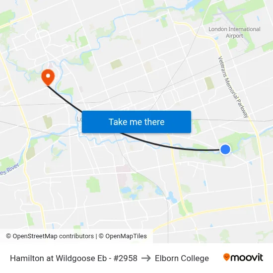 Hamilton at Wildgoose Eb - #2958 to Elborn College map