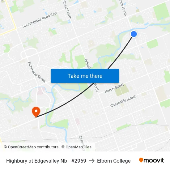 Highbury at Edgevalley Nb - #2969 to Elborn College map