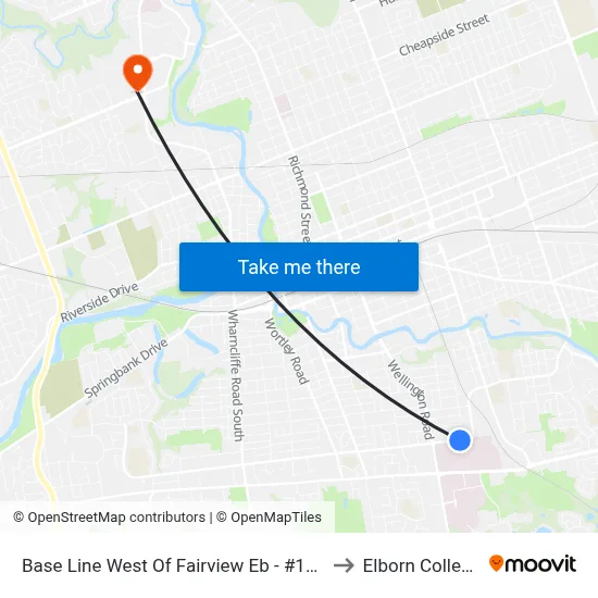 Base Line West Of Fairview Eb - #190 to Elborn College map