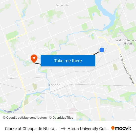 Clarke at Cheapside Nb - #2934 to Huron University College map