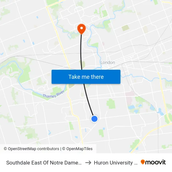 Southdale East Of Notre Dame Wb - #1695 to Huron University College map