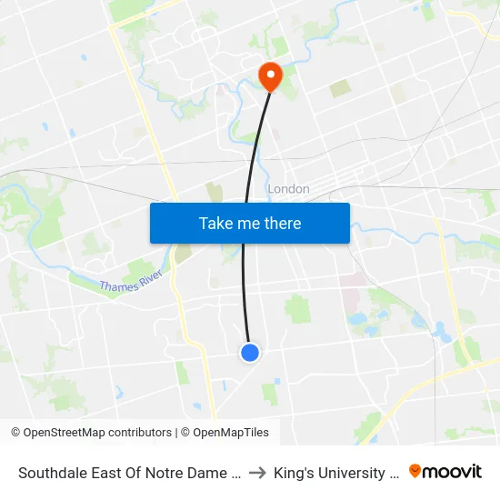 Southdale East Of Notre Dame Wb - #1695 to King's University College map