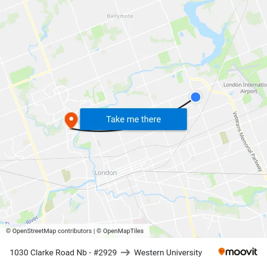 1030 Clarke Road Nb - #2929 to Western University map