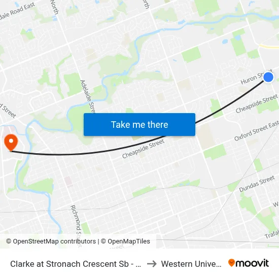 Clarke at Stronach Crescent Sb - #2936 to Western University map