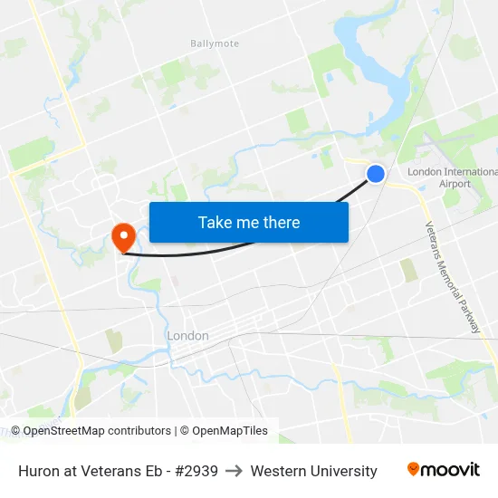 Huron at Veterans Eb - #2939 to Western University map