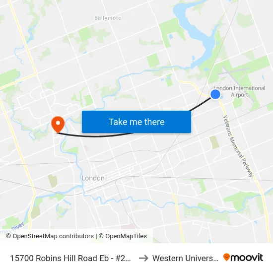 15700 Robins Hill Road Eb - #2941 to Western University map