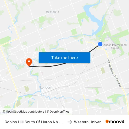 Robins Hill South Of Huron Nb - #2946 to Western University map