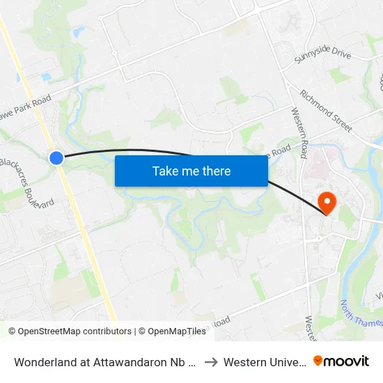 Wonderland at Attawandaron Nb - #2982 to Western University map