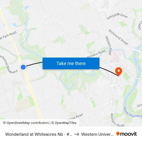 Wonderland at Whiteacres Nb - #2989 to Western University map