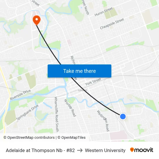Adelaide at Thompson Nb - #82 to Western University map