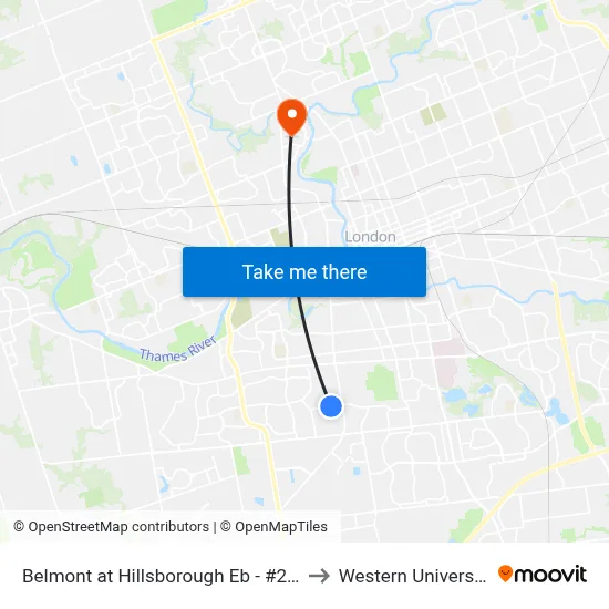Belmont at Hillsborough Eb - #234 to Western University map