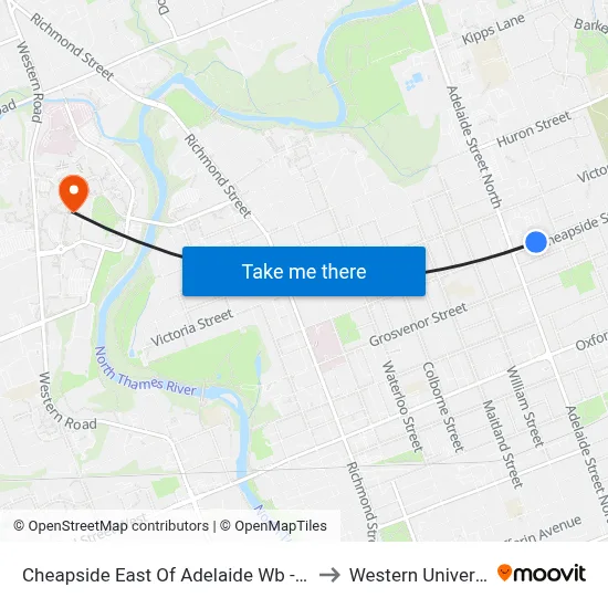 Cheapside East Of Adelaide Wb - #346 to Western University map