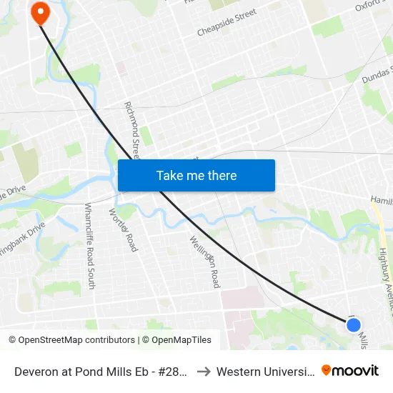 Deveron at Pond Mills Eb - #2819 to Western University map