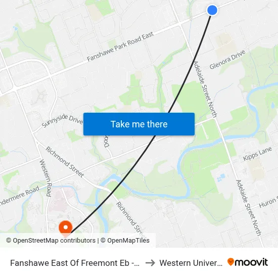 Fanshawe East Of Freemont Eb - #688 to Western University map