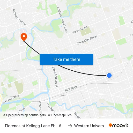 Florence at Kellogg Lane Eb - #744 to Western University map