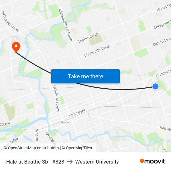 Hale at Beattie Sb - #828 to Western University map
