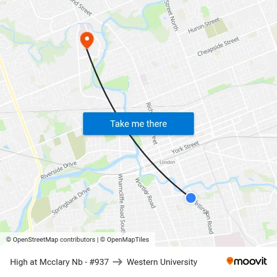 High at Mcclary Nb - #937 to Western University map