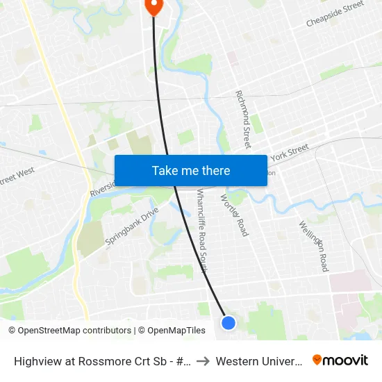 Highview at Rossmore Crt Sb - #946 to Western University map