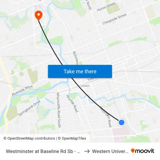Westminster at Baseline Rd Sb - #1986 to Western University map