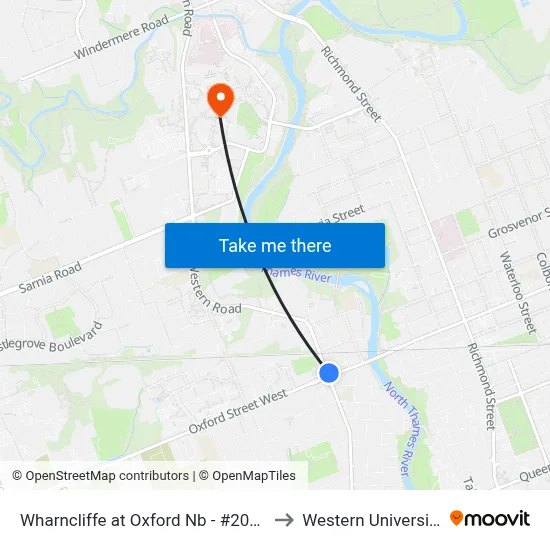 Wharncliffe at Oxford Nb - #2046 to Western University map