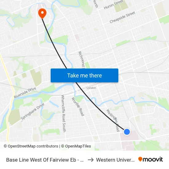 Base Line West Of Fairview Eb - #190 to Western University map