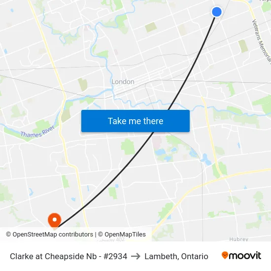 Clarke at Cheapside Nb - #2934 to Lambeth, Ontario map
