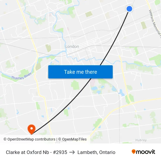 Clarke at Oxford Nb - #2935 to Lambeth, Ontario map