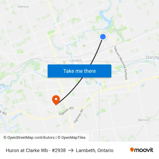 Huron at Clarke Wb - #2938 to Lambeth, Ontario map