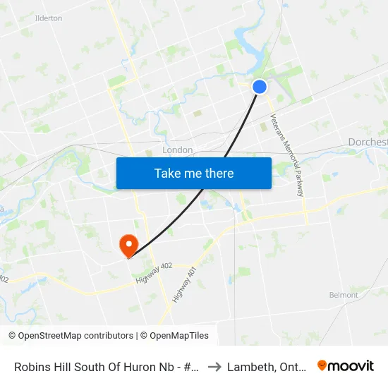 Robins Hill South Of Huron Nb - #2946 to Lambeth, Ontario map