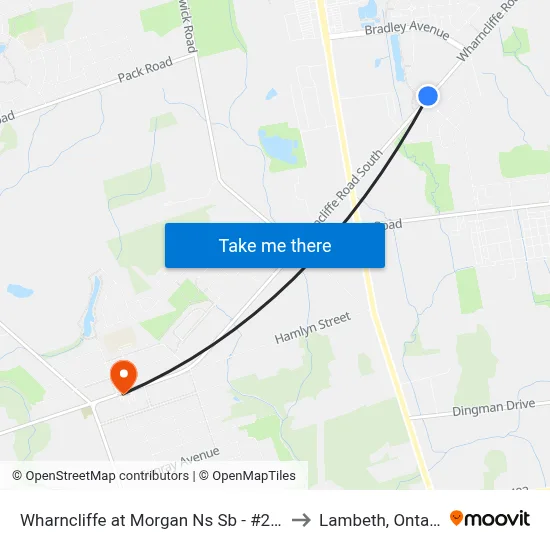 Wharncliffe at Morgan Ns Sb - #2961 to Lambeth, Ontario map
