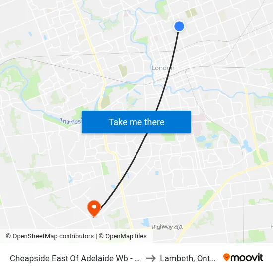Cheapside East Of Adelaide Wb - #346 to Lambeth, Ontario map