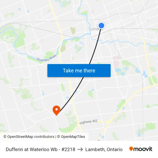 Dufferin at Waterloo Wb - #2218 to Lambeth, Ontario map