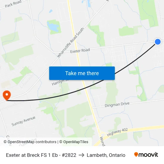 Exeter at Breck FS 1 Eb - #2822 to Lambeth, Ontario map