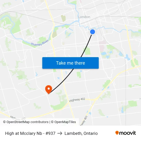 High at Mcclary Nb - #937 to Lambeth, Ontario map