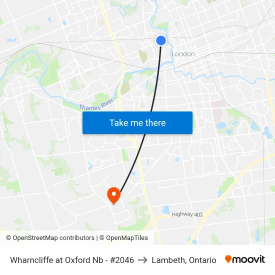 Wharncliffe at Oxford Nb - #2046 to Lambeth, Ontario map
